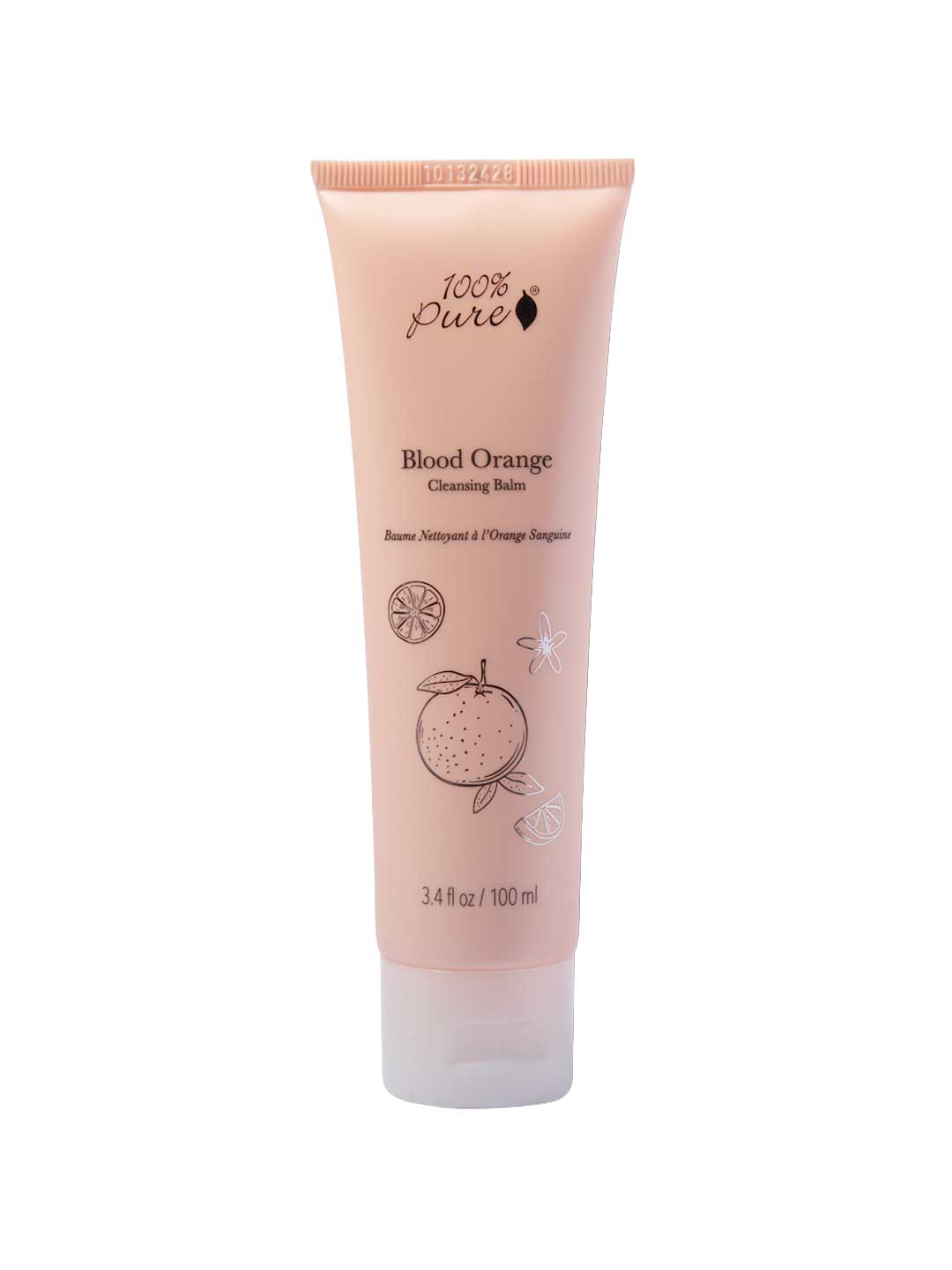 Tube of '100% Pure' Blood Orange Cleansing Balm on a white background