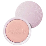 100% Pure Gemmed Luminiser 9g is a round, open compact with light pink powder embossed with the brand and a leaf design. Its floral-patterned lid sits beside it—ideal for adding a radiant, natural glow to your look.