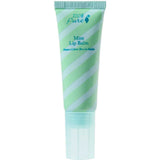 An 8ml tube of 100% Pure Organic Mint Lip Balm by 100% Pure, featuring light green and white diagonal stripes, blue text, and a clear cap. The upright product is shown against a white background.