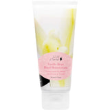 A 57g tube of 100% Pure Vanilla Bean Buttercream Hand Cream with a pink label and white cap features English and French details, emphasizing its deeply moisturizing, natural, and vegan formula.