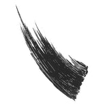 A single, bold black brushstroke sweeps up diagonally on white, with rough edges and bristle texture—evoking the dramatic effect of 100% Pure Maracuja Mascara 10g by 100% Pure.