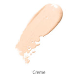 A swatch of 100% Pure Cream Foundation 9g in light beige is smeared on a white background, with the word "Creme" written below.