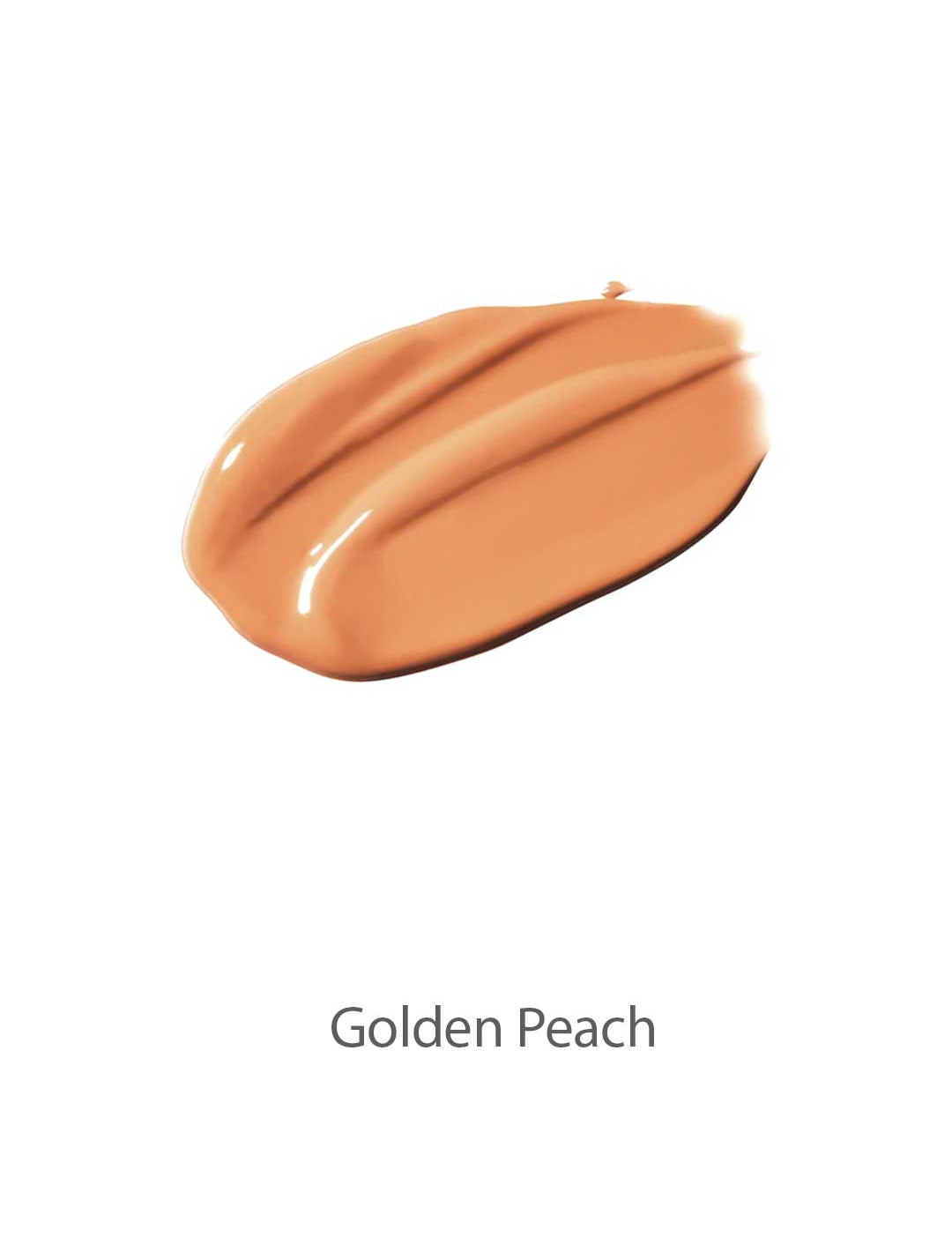 A thick swipe of creamy, peach-toned 100% Pure Cream Foundation 9g in Golden Peach sits on a white background, highlighting its luxurious texture.