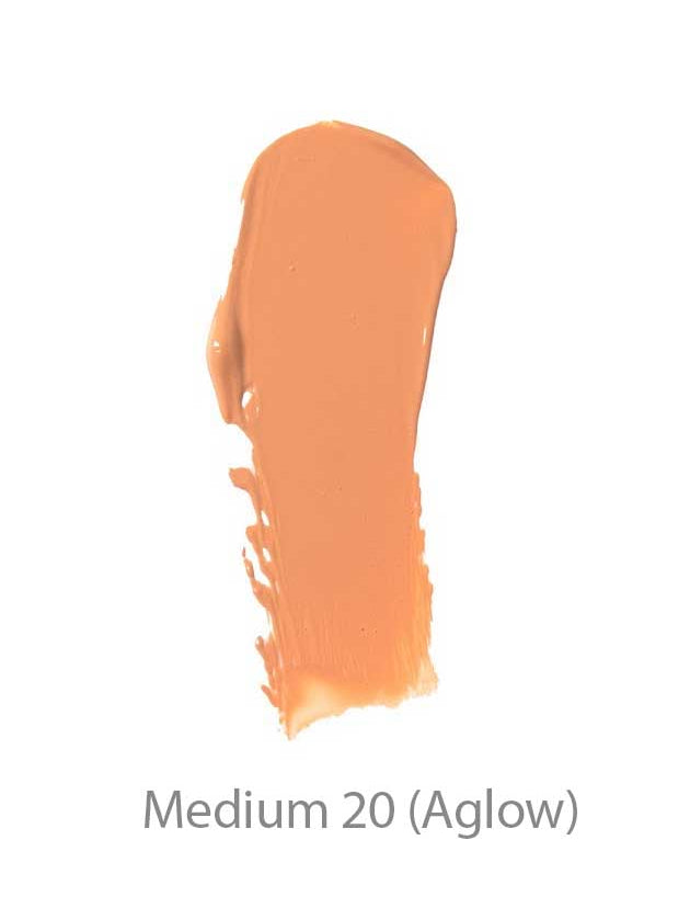 A creamy, medium beige 100% Pure BB Cream 30ml with a slight orange undertone and natural ingredients. This makeup-skincare hybrid shade is labeled: “Medium 20 (Aglow)”.