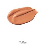 The 100% Pure Cream Foundation 9g in Toffee is a smooth, creamy medium brown formula displayed on a white background, delivering a flawless satin finish.