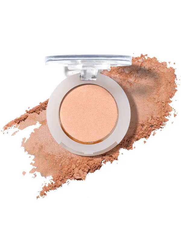 The 100% Pure Pressed Eye Shadow 2g by 100% Pure is a light beige natural mineral shimmer pressed powder, shown open with loose powder on a white background; ideal for a vegan beauty routine.
