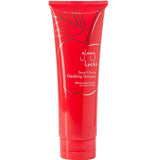 A red tube labeled 100% Pure Glossy Locks Sour Cherry Clarifying Shampoo showcases a simple cherry and leaf design, spotlighting its sulfate-free formula with nourishing sour cherry extract.