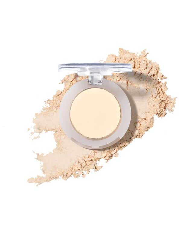 An open compact of 100% Pure Pressed Eye Shadow 2g sits on a swipe of loose powder against a white background—ideal for pairing with natural looks or other favorite 100% Pure pressed eyeshadows.